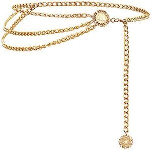 Multilayer Metal Waist Chain Dress Belts‎ Metal Belt for Women